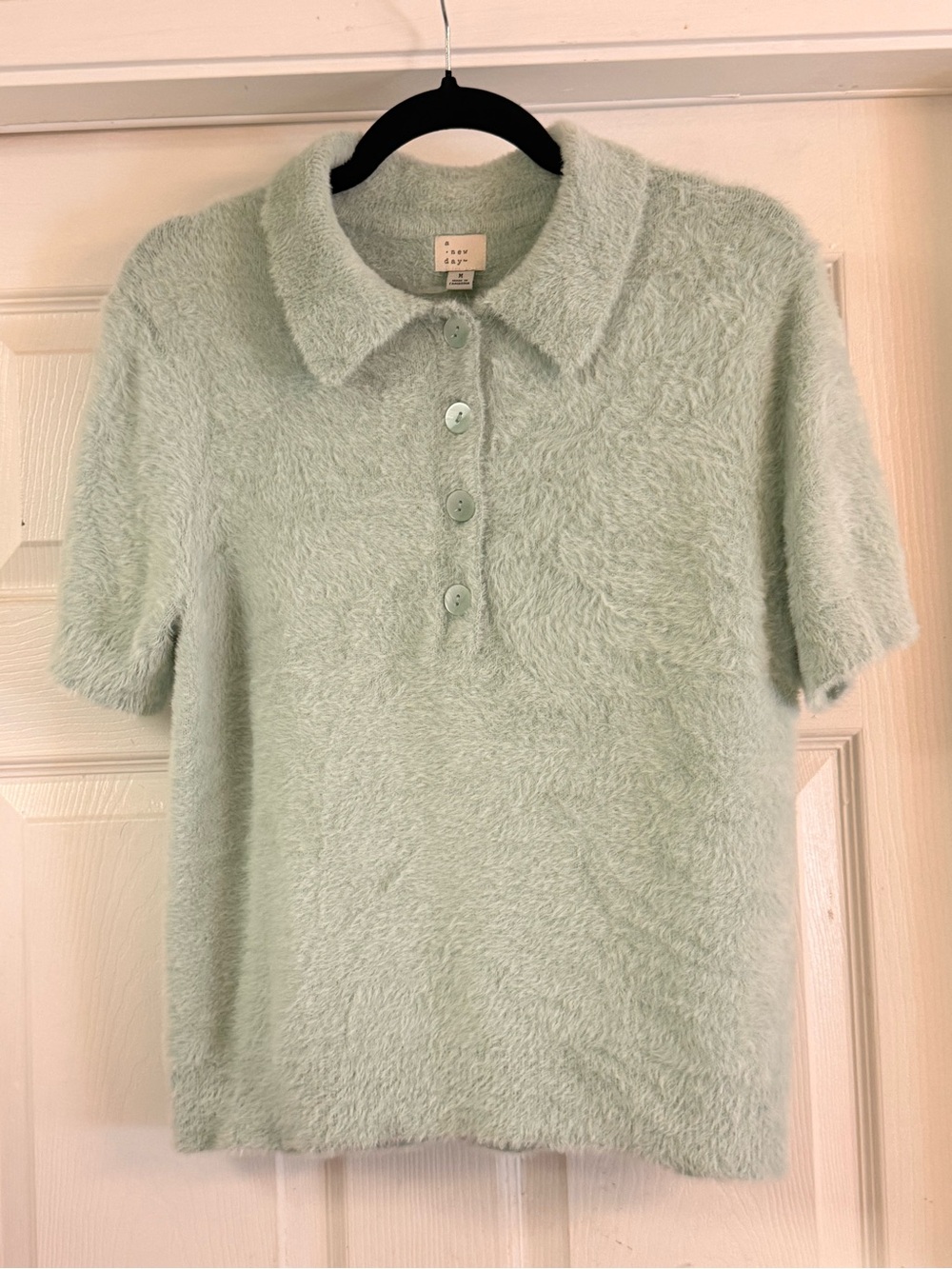 a new day Fuzzy Short-Sleeve Polo in Mint